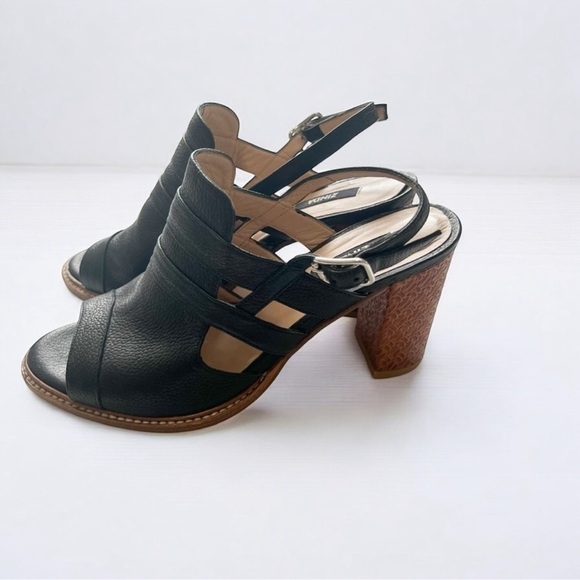 Zinda Black Leather Strappy  Heels Sz 38 - Picture 4 of 10
